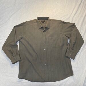 Eterno Italy 16.5 Taupe Cotton Blend Dress Shirt Long Sleeve Pocket Mens